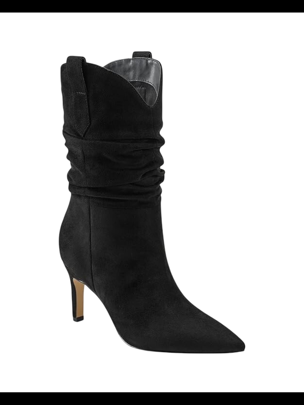 Customer Return Size 10 Marc Fisher Black Pointed Slouch Heeled Boot
